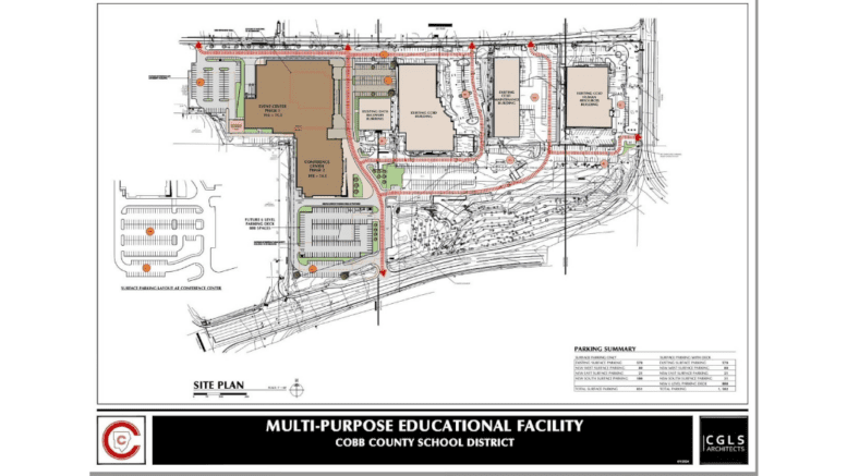 The site map of Cobb County School District's event center