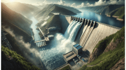 An AI-generate image of a hydroelectric dam