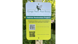 Georgia Native Plant Society sign marking a habitat restoration site