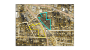 A map of Mableton Parkway/Puckett Drive with two parcels marked off in bold lines