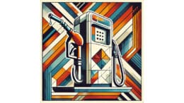 An abstract AI-generated image of a gasoline pump