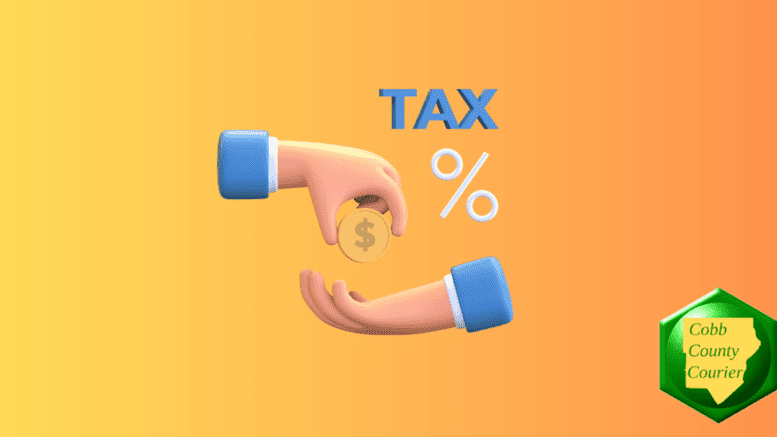 One had putting a coin in another hand, with the word "tax" and a percent sign above